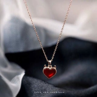 Wholesale Devil Heart Onyx Heart Alloy Necklaces